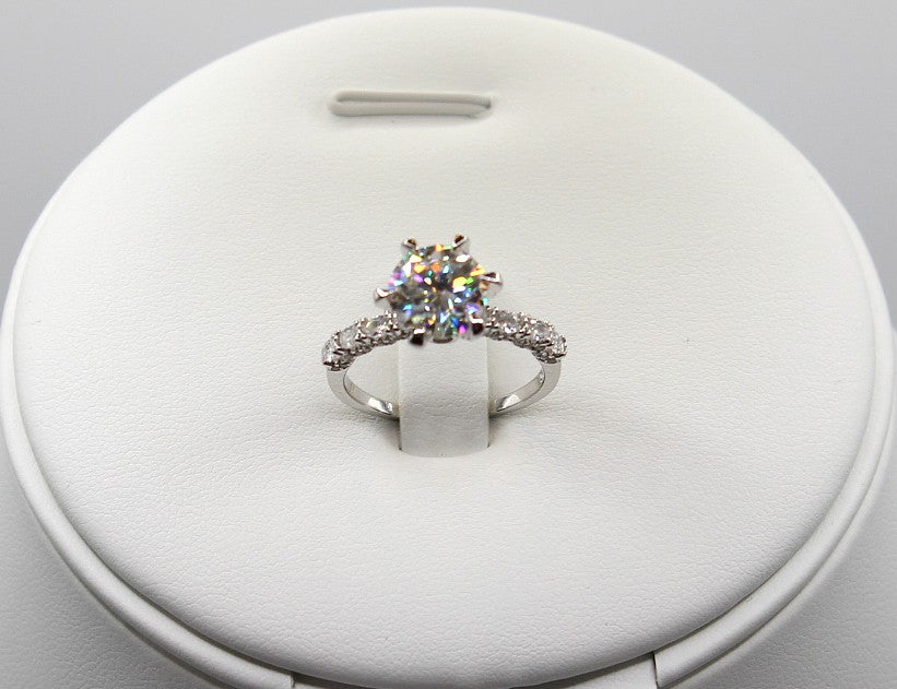 3.5 carat lab grown diamond ring in silver size 8