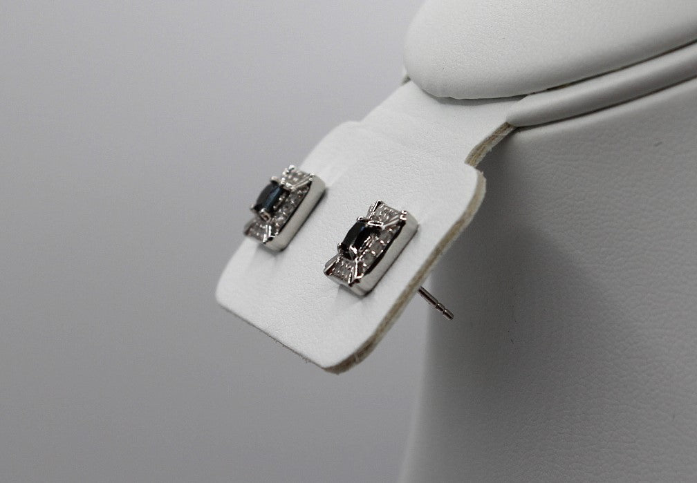 1 carat Princess Cut Black and White Diamond Earrings