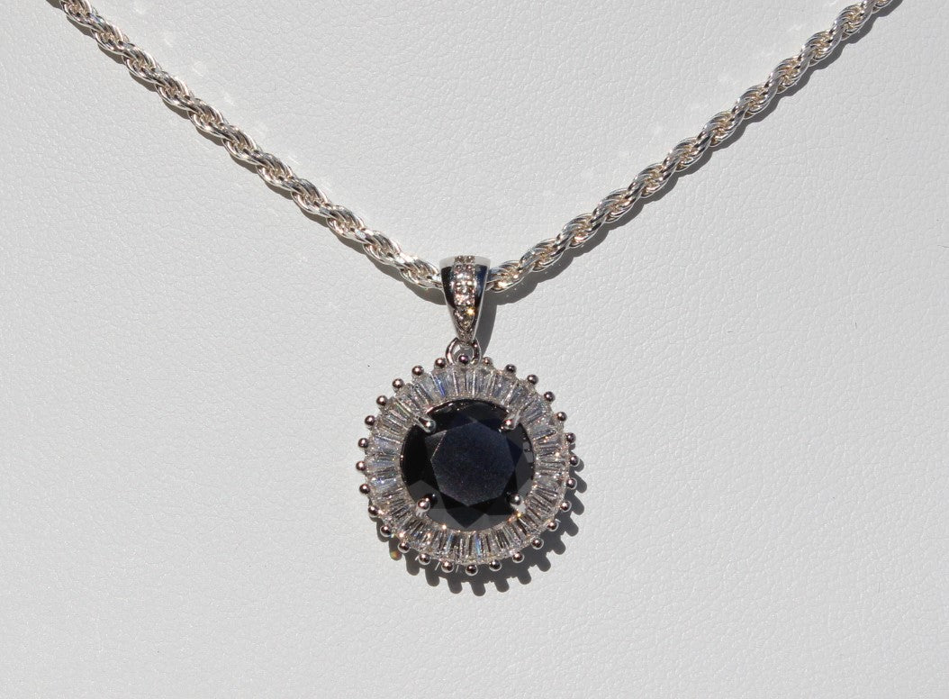 4 carat Natural Black Diamond Silver Pendant