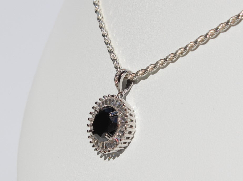 4 carat Natural Black Diamond Silver Pendant